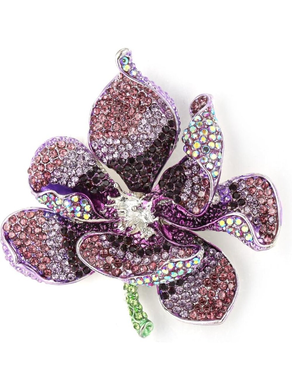 Stunning Austrian Crystal Orchid Flower Petal Brooch for Women - Elegant
